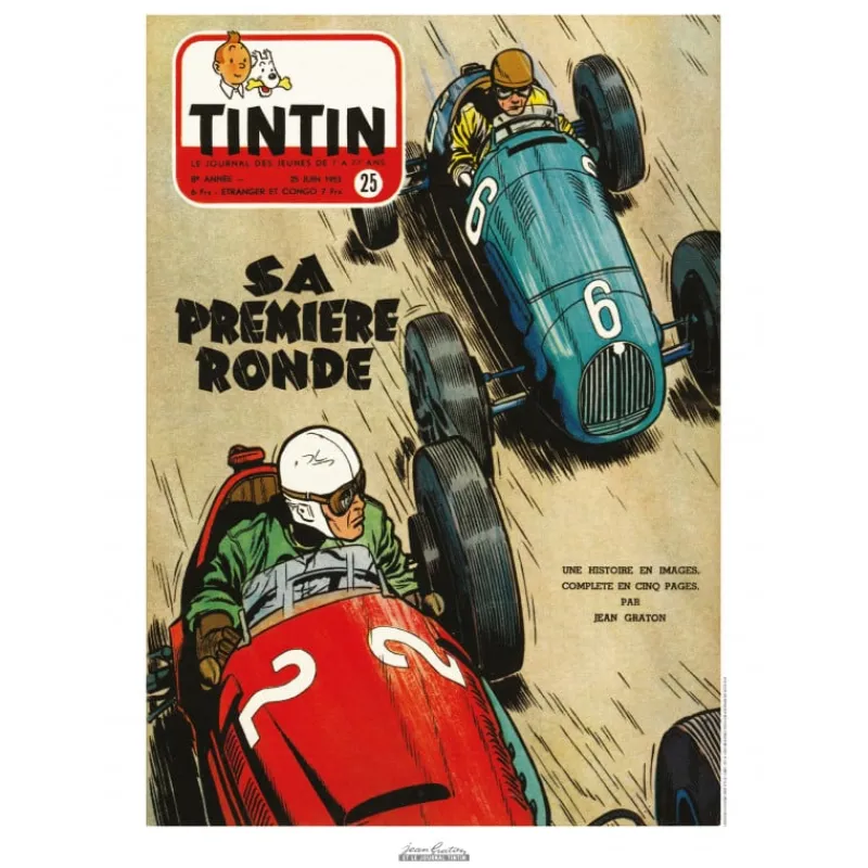Jean Graton*Tintin Boutique Affiche Jean Graton-Sa première ronde