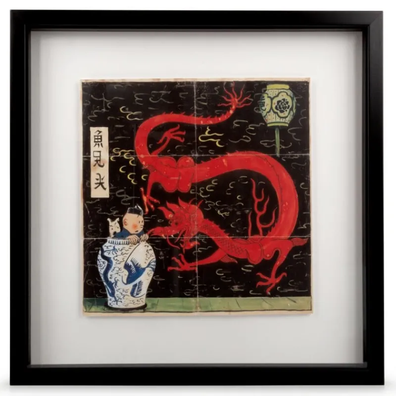 Idées Cadeaux | Pièces D'exception*Tintin Boutique Imprimé Lotus bleu avec cadre + Certificat NFT