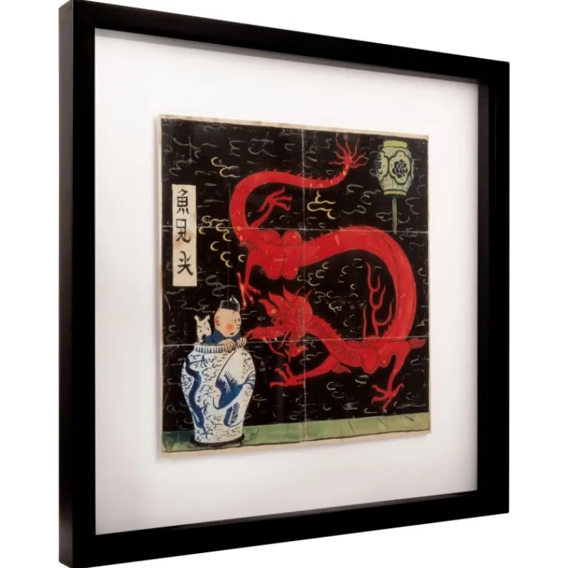 Idées Cadeaux | Pièces D'exception*Tintin Boutique Imprimé Lotus bleu avec cadre + Certificat NFT