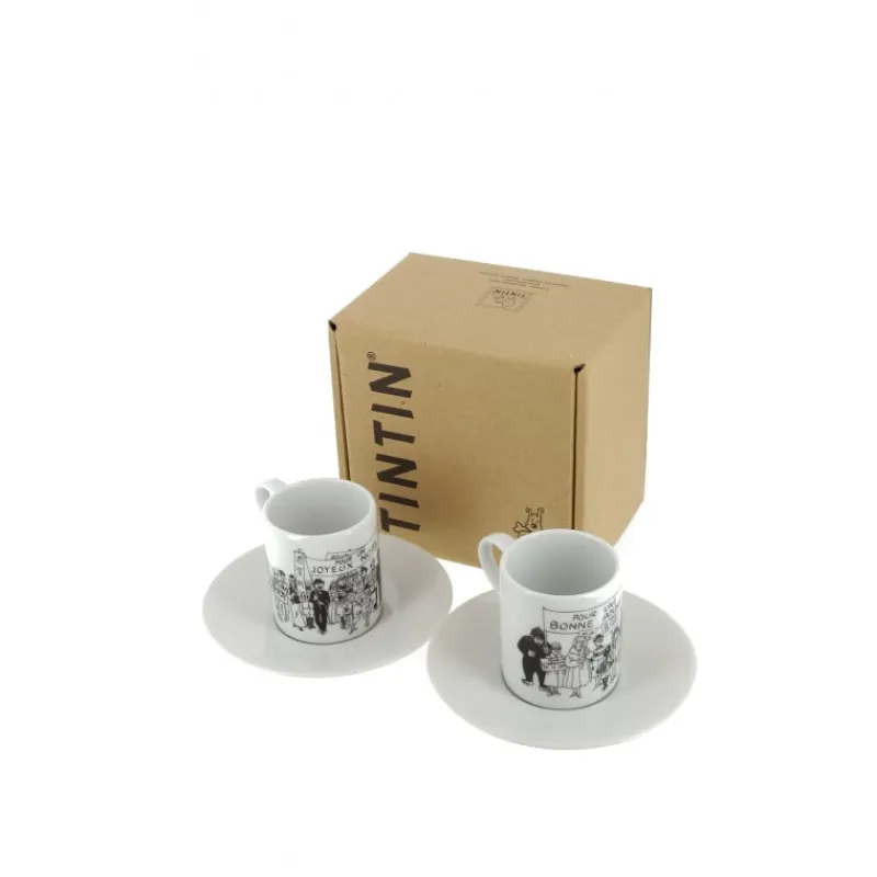 Idées Cadeaux | Art De La Table*Tintin Boutique Set Espresso-Carte De Voeux Hergé 1972
