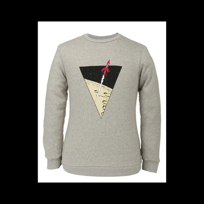 Idées Cadeaux | Sweatshirts*Tintin Boutique Sweat-shirt Tintin « Triangle fusée » gris clair grisclair