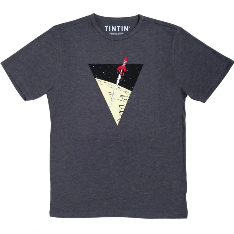 T-shirts*Tintin Boutique T-shirt Tintin « Triangle fusée » foncé gris